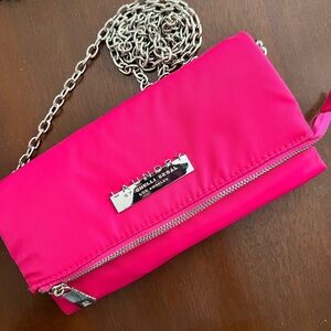Laundry By Shelli Segal Fuchsia Clutch with Silver Chain